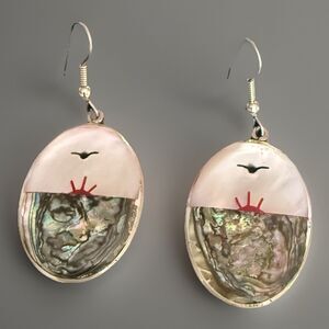 Alpaca Mexico Mother Of Pearl Abalone Picture Earrings